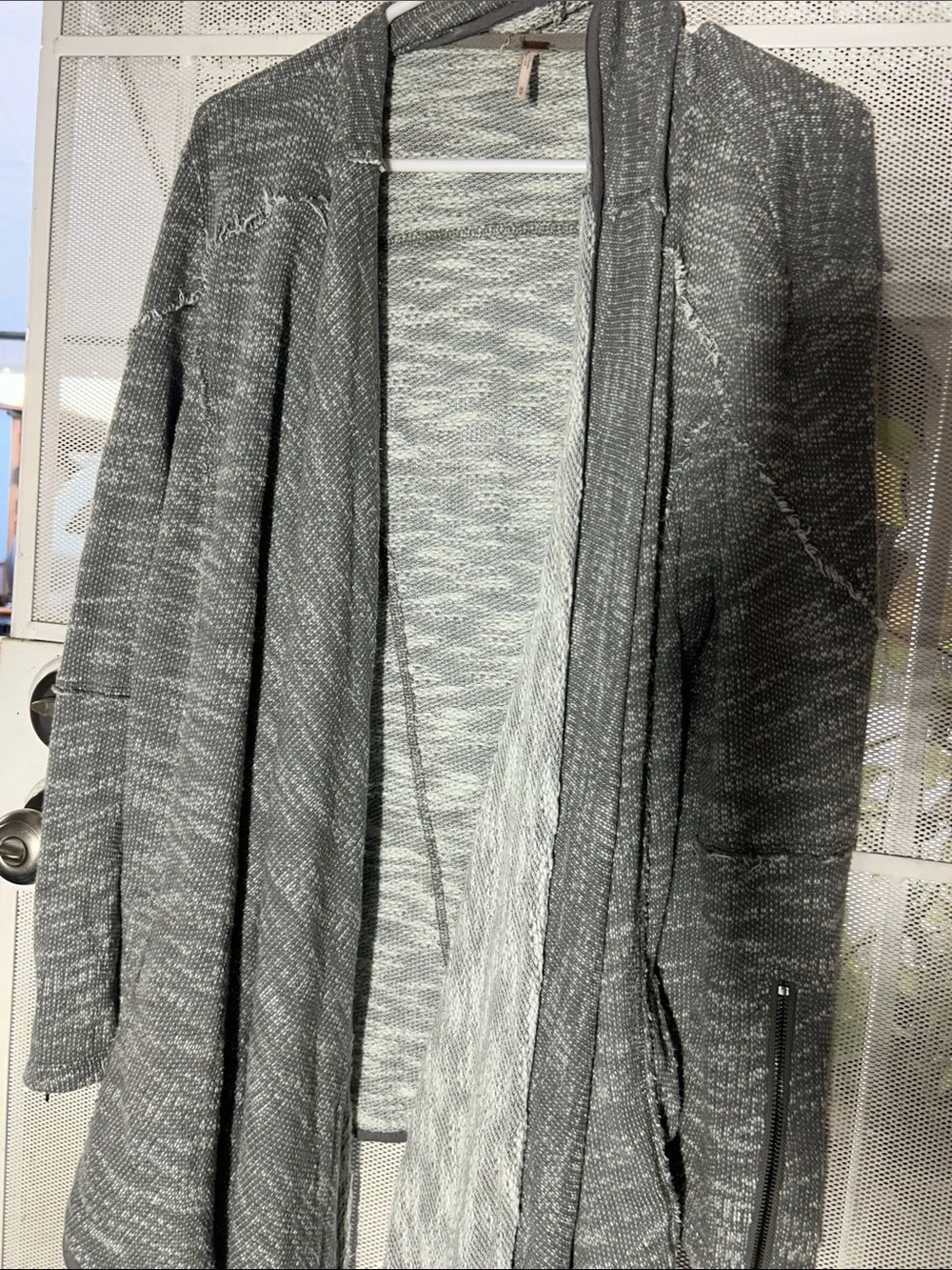 Free People Gray Marled Knit Sweater with Metallic Thread